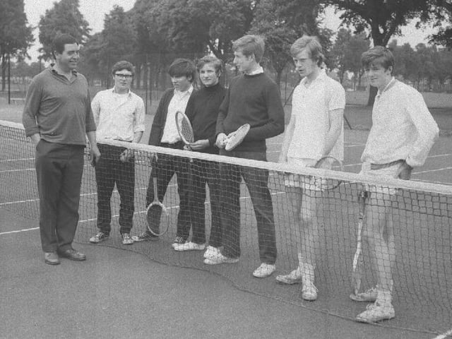 Tennis players on Northampton Racecourse