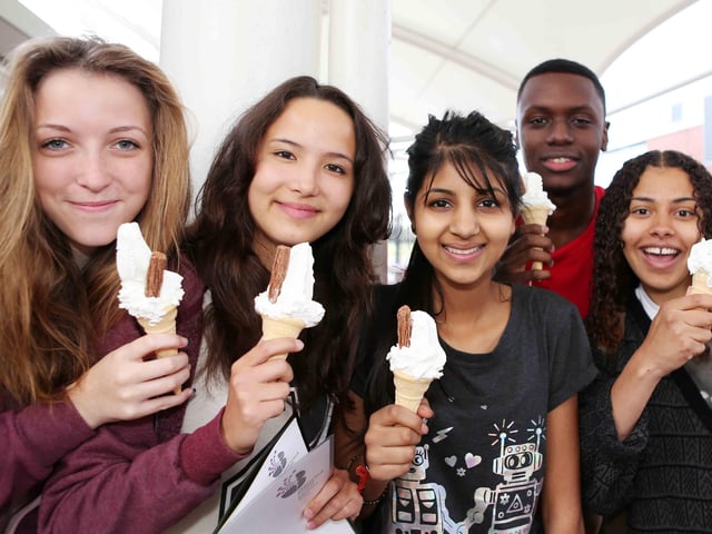 2014 - GCSE results Abbyfield, Mereway, Northampton. Back L-R Lucy Gray, Danielle Groves, Sharoon Lassen, Mahmood Abubakar and Rio Malcom.