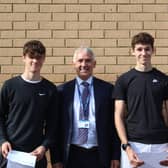 Mr Frazer with Harry Railton (left) and Arthur Tilt (right). Both students achieved top results.