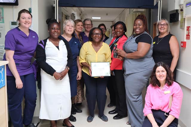 Ilene with her award and some of the Midwifery Team