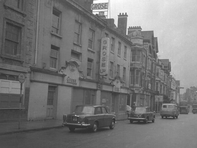 Marefair, Northampton looking towards Gold Street with Grose Ltd on the left