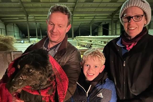 Trim was safely reunited with his owners. Photo: Northamptonshire Fire and Rescue Service.