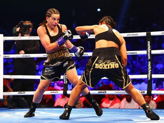 Chantelle Cameron dodges a punch from Jessica McCaskill (Picture: Francois Nel/Getty Images)