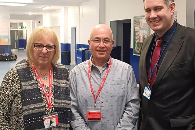 Left to right: Mrs Left to right: Mrs Moira Hart, Mr Peter Hart, Mr Andy Rogers, Assistant Principal