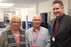 Left to right: Mrs Left to right: Mrs Moira Hart, Mr Peter Hart, Mr Andy Rogers, Assistant Principal
