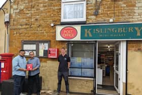 Mike Dowson, Founder and MD of Turtle, at Kislingbury Post Office, Northamptonshire with an installe