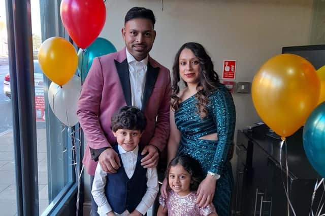 Owner Raj with his family at Raj's Punjabi Kitchen
