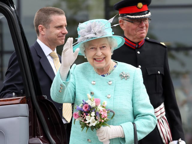 The Queen on a visit to Corby International Swimming Pool and Corby Cube on Wednesday, June 13, 2012