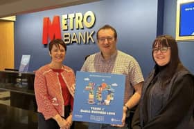 NNBN's Simon Cox and Marie Baker from 2022's Small Business Saturday campaign with Kerry Reynolds