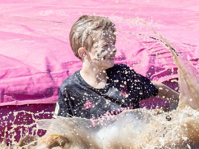 Children were all smiles on Saturday July 12 when they took part in the Race for Life, five kilometre obstacle course in Abington Park, Northampton.