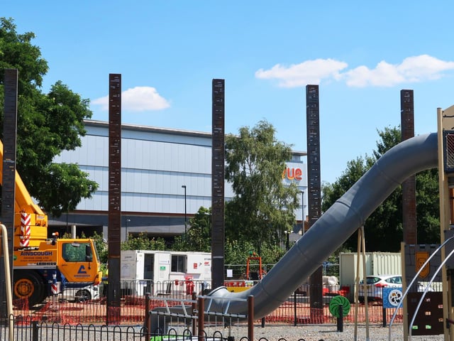a park with some construction