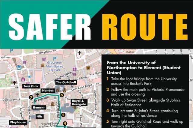 Safer Route map. Credit: University of Northampton