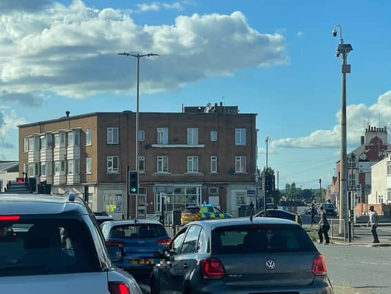 Officers could be seen parked across Barrack Road at the junction with Upper Mounts, Broad Street and Grafton Street at around 4.30pm.