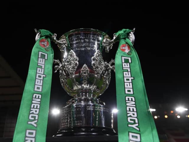 The Carabao Cup trophy. (Photo by Laurence Griffiths/Getty Images)