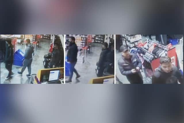 Police want to speak to the men in the pictures.