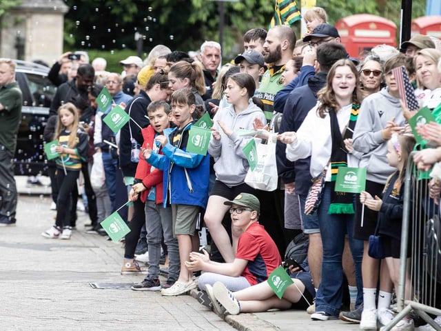Saints players, coaches and staff celebrated with fans in Northampton town centre on Sunday (June 9) after winning the Gallagher Premiership title at Twickenham on Saturday (June 8).
