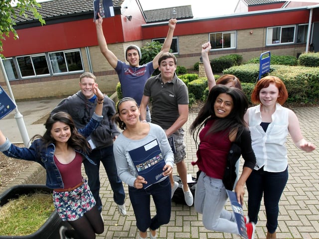 2012 - GCSE Abbeyfield School, Mereway, Northampton. Back L-R Marc Skinner, Alex Jeffery and James Harding. Front Roshni Modhvadia, Hollie Hambidge, Charlie Hall, Sabrine Herridge and Anwar Malik.