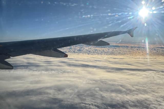 North-East bound for Denmark - with Storm Darragh below.
