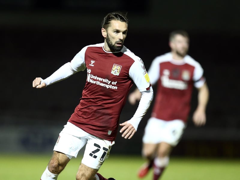 Ricky Holmes of Northampton Town in action during the Sky Bet League One match between Northampton Town and Milton Keynes Dons at PTS Academy Stadium on November 03, 2020 in Northampton, England. (Photo by Pete Norton/Getty Images)