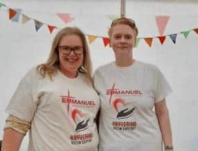 Gem and Lynne with T-shirts hinting at other partnership work they do! Photo: Lynne Nelson.