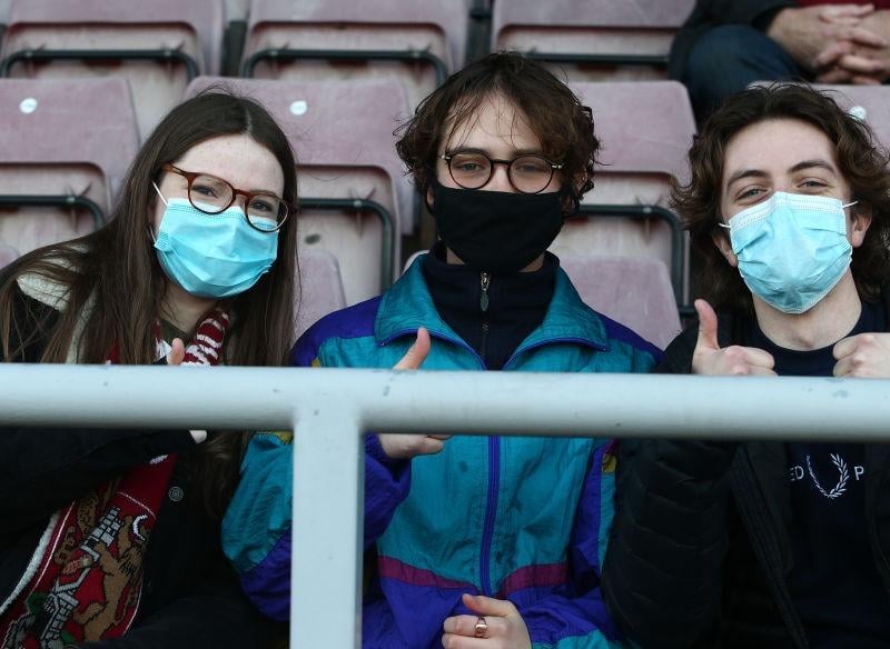 Northampton Town fans return to watch their team during the Sky Bet League One match between Northampton Town and Lincoln City at PTS Academy Stadium on December 19, 2020.