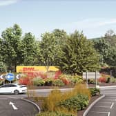 A CGI illustration of what the site could look like from the new A5 roundabout after 15 years.