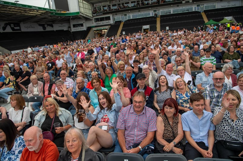 Fans inside the cinch Stadium, Franklin's Gardens, Northampton, on Wednesday, June 28, 2023.  Photo by David Jackson.