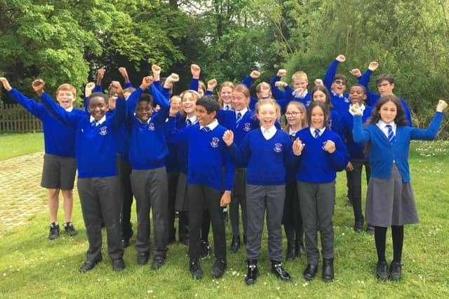 The Good Shepherd Catholic Primary School, in Kingsthorpe, beat the national average in the reading, writing, maths, spelling, punctuation and grammar (SPAG), and combined tests. Pictured above is the school's year six pupils.