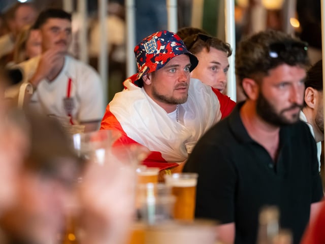 Football fans watching England vs Norway in the garden of The Black Prince in Northampton on Saturdy, July 11, 2026. Photo by David Jackson.