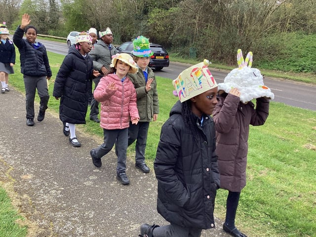 Children of St. Andrew's taking part in the Easter Bonnet Parade.