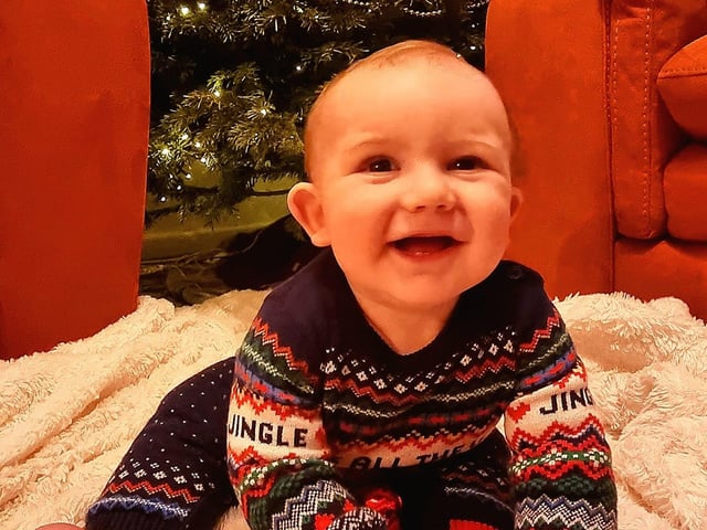 Finley who is very excited for his first Christmas and has met Santa, who told him he was on the nice list!