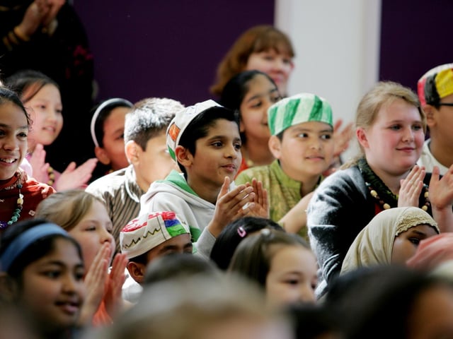 Castle Primary School in Semilong celebrate their first year in their new school with a day of cultural events including St. George and the dragon and African Drumming. term time