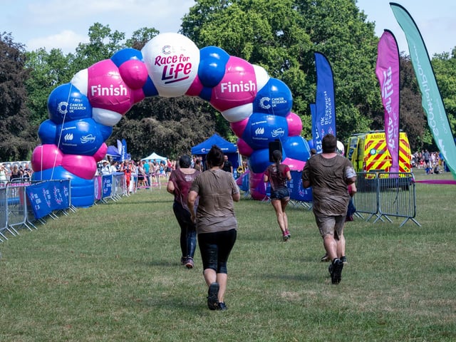 Runners taking part in the Pretty Muddy Race For Life at Abington Park in Northampton on Saturday, July, 11, 20026. Photo by David Jackson.