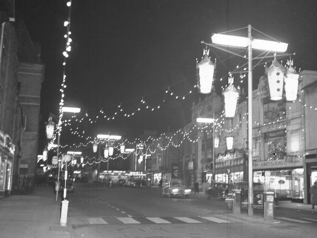 Christmas decorations in Abington Street, Northampton, date unknown