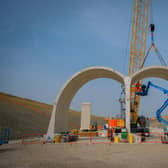 Engineers at work on the first arch for the Greatworth green tunnel in September 2023.
