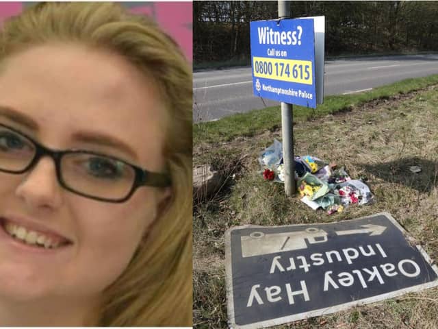 Karen Coke (left), aged 24, died at the scene of the three-vehicle collision on the A6003 Uppingham Road, Corby.