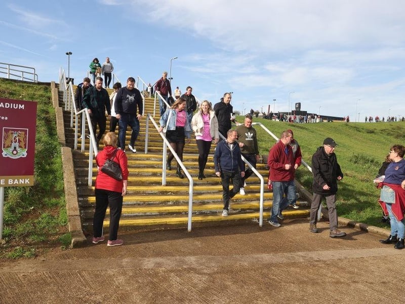 Fans arrive at Sixfields Stadium prior to the Sky Bet League Two between Northampton Town and Newport County at Sixfields on October 29, 2022.