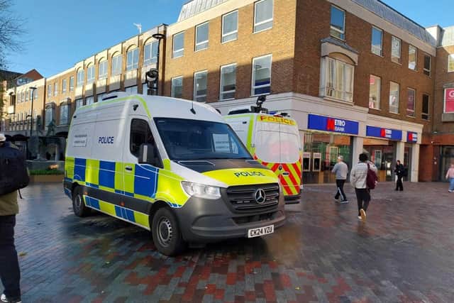 Facial recognition being used in Northampton town centre. Credit: Nadia Lincoln LDRS