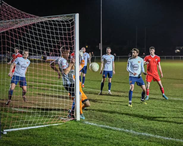 Action from ON Chenecks' 2-1 SSML Division One win over Moulton at Billing Road on Tuesday night (Picture: Richard Eason Photography)