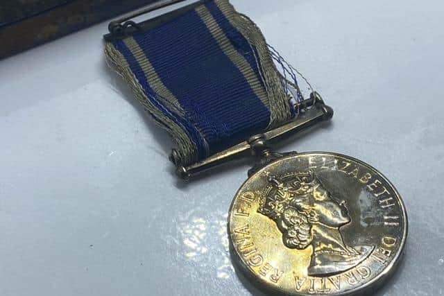 The medal was stolen from Geoffrey Barron's home in Kingsthorpe last year and ended up in the River Nene