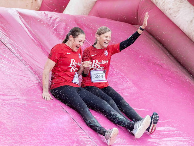 All smiles as participants tackled obstacles during Race for Life's Pretty Muddy on Saturday July 13, 2024 in Abington Park.