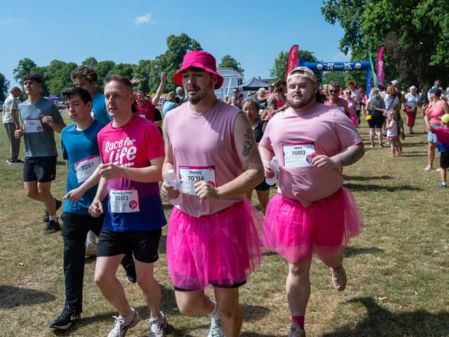 Runners taking part in the Pretty Muddy Race For Life at Abington Park in Northampton on Saturday, July, 11, 20026. Photo by David Jackson.