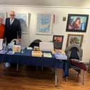 Dennis and wife Rhona Meredith in the Northampton Museum and Art Gallery