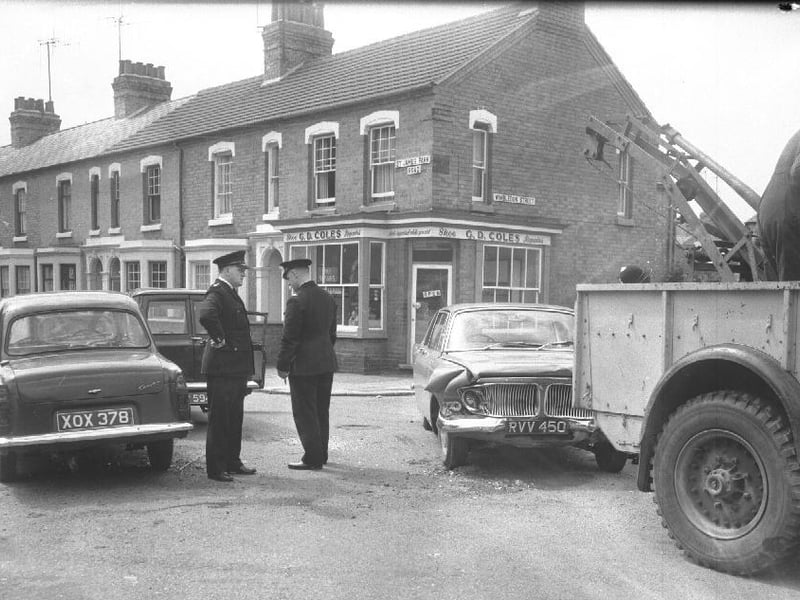 Crash at junction of Wimbledon Street and St James Park Road, Northampton, June 27, 1967