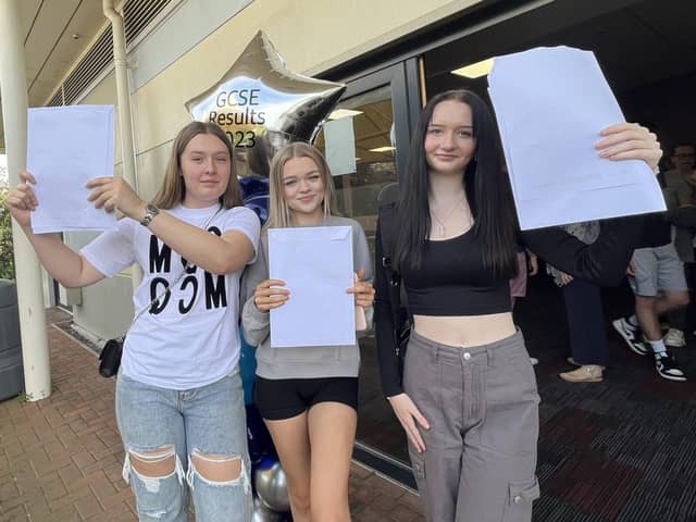 Holly Church, Grace Sanderson and Lauren Fitzgerald collected their results today.