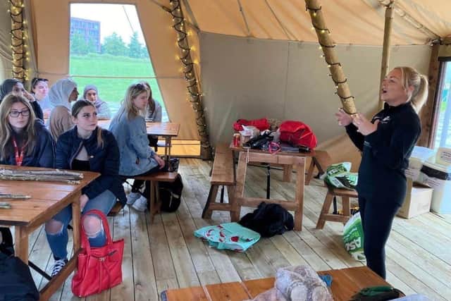 Senior Lecturer Karen Woolley giving a class about outdoor learning to her students earlier this year.