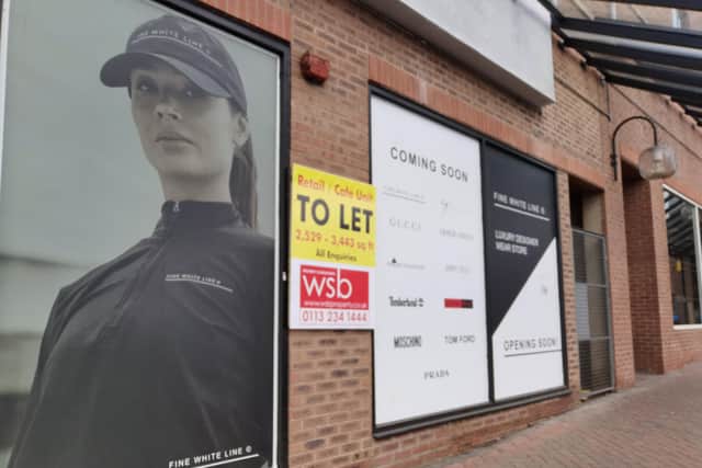 To Let’ signs on the vacant unit at St Peter’s Way Retail Park, previously earmarked for Fine White Line fashion store, now being marketed as a potential drive-thru restaurant site.