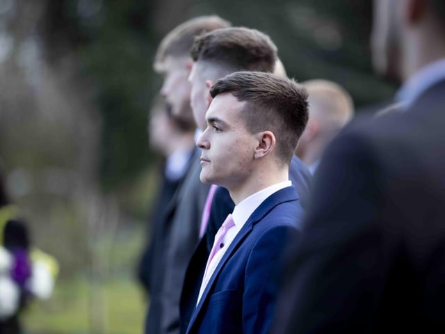 Hundreds gathered to pay their respects to the 20-year-old amateur footballer who tragically died last month
