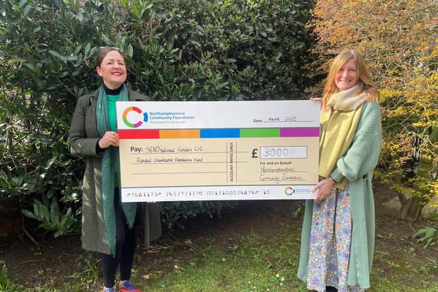 Grant for SENDsational Families CIC. L to R: Rachel McGrath from NCF and Shelley Knight from SENDsational Families CIC