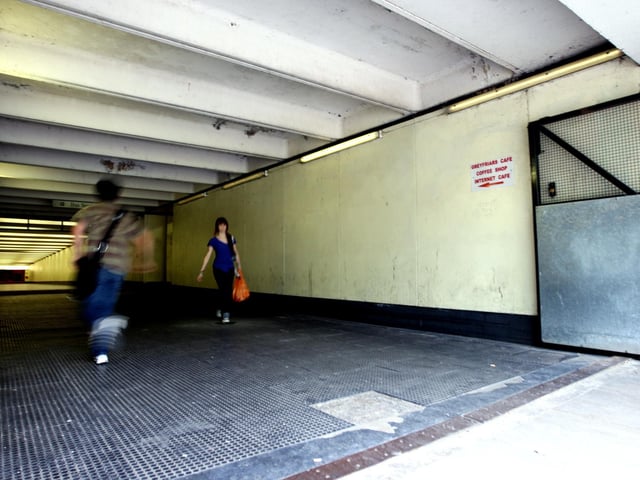 One of the underpasses into and leading from the Grosvenor Centre and the Greyfriars bus station